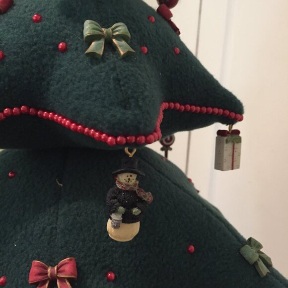 Vintage Handmade 3D Soft Stuffed Plush Fabric Christmas Tree 14” Mini Ornaments - Picture 8 of 11